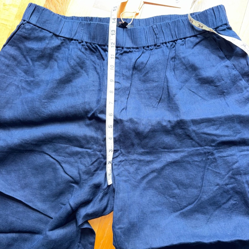 NEW Quince Deep Navy Blue Linen Pants Wide Leg Minimalist 1X Beachy Coastal - Picture 11 of 12